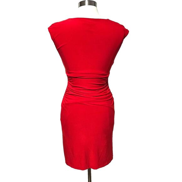 Ralph Lauren Square Neck Ruched Jersey Sheath Dress Red Size 2 - Picture 5 of 6